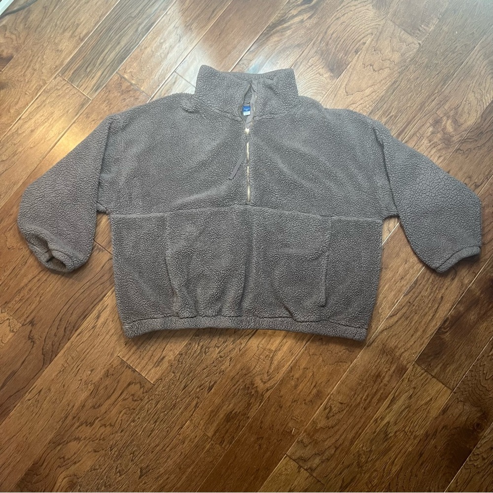 Cozy Mauve Brown Women’s Maternity Sherpa Pullover